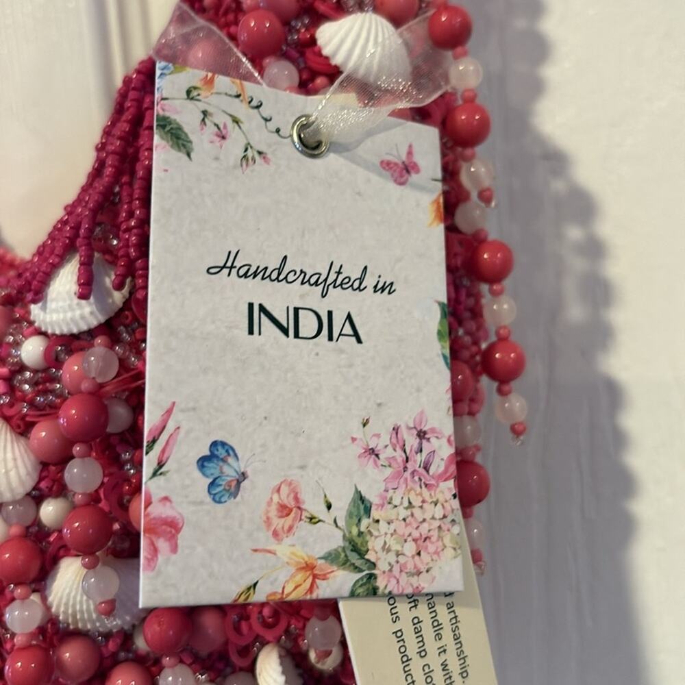 BNWT Viral Handmade Beaded Boho Bag with Shell Embellishments – Made in India - Picture 3 of 9